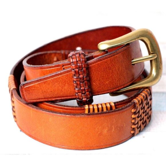 Fossil TAN BROWN GENUINE LEATHER 1 1/8"Wd DRESS CASUAL WOMEN'S BELT Sz M (F60 - Picture 5 of 9